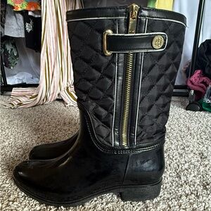 Tommy Hilfiger Black Quilted Rain Boots